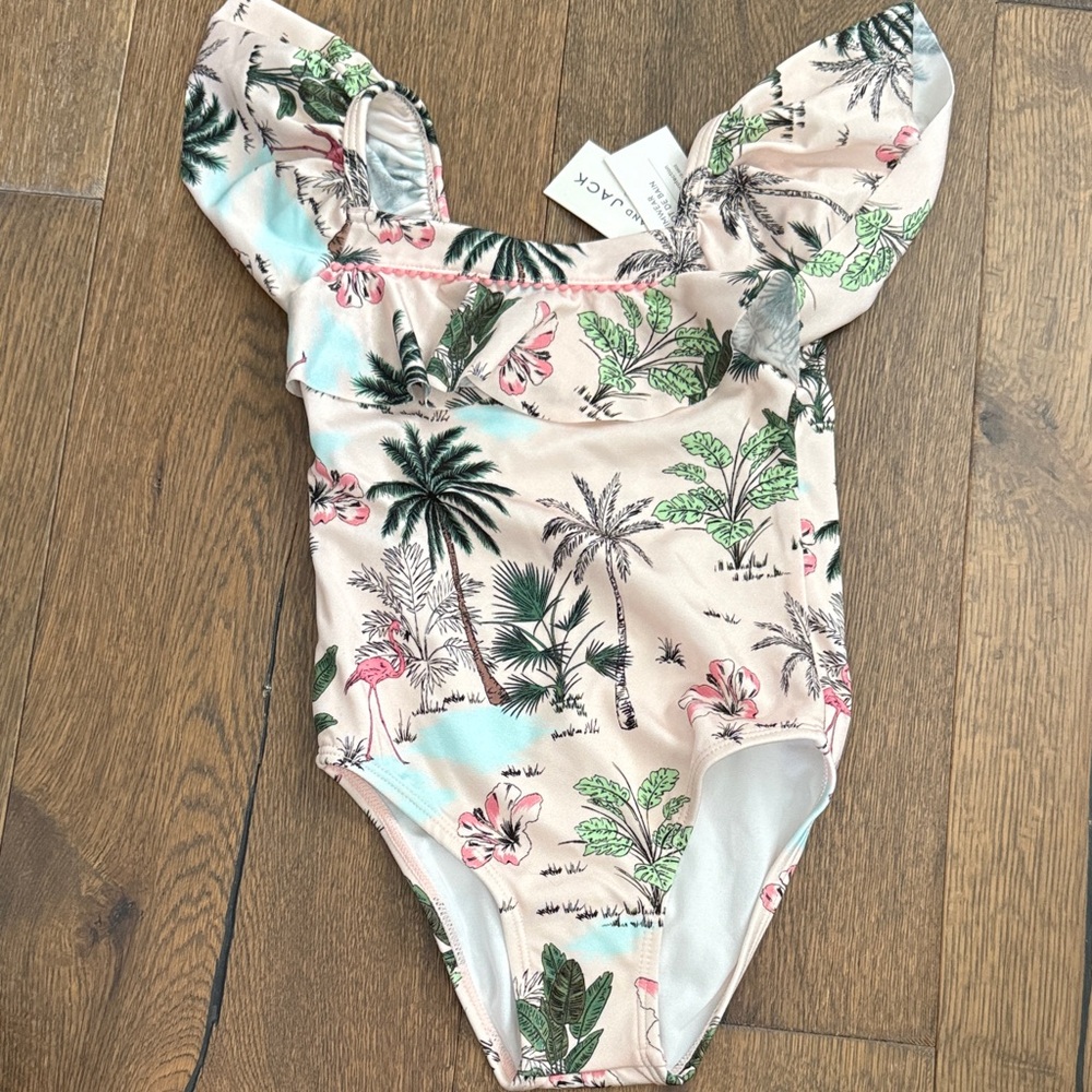 Janie and Jack Palm Print Kids Swim One Piece